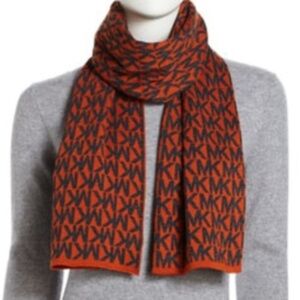 NEW MK MICHEAL Michael  Kors  logo scarf orange w gray